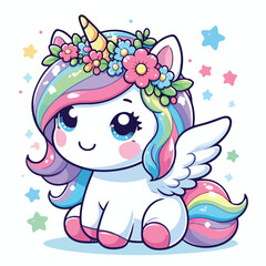vector image of cute unicorn