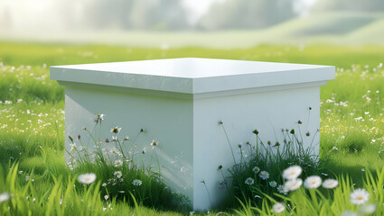 green grass and box