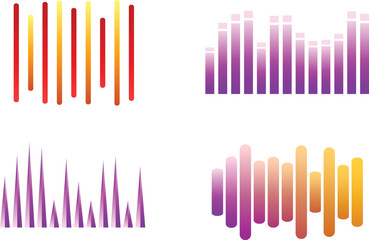 Abstract Gradient Soundwave Equalizer Bars Set, Modern Audio Visual Elements