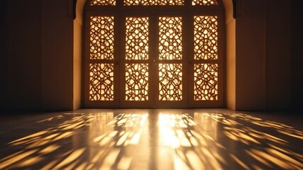 Illuminated doorway with patterned light - Powered by Adobe
