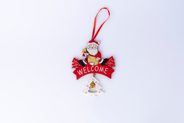 Festive Christmas decoration isolated on white background with greeting text Merry Christmas and Happy New Year. Perfect for holiday cards and seasonal designs.