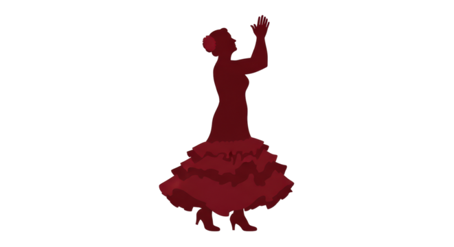 Isolated Flamenco Dancer Silhouette in Red Dress - Powered by Adobe