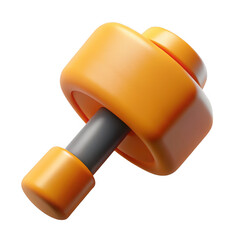 Stylized 3d render of an orange and gray hammer isolated on transparent background