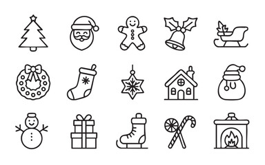 Christmas icons festive holiday symbols celebration