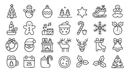Christmas icons festive holiday symbols christmas tree