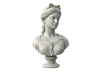 Fototapeta premium Isolated Marble Bust of a Classical Woman with Intricate Details