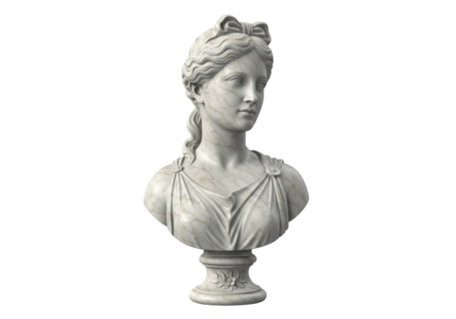 Isolated Marble Bust of a Classical Woman with Intricate Details - Powered by Adobe