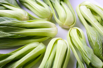 Fototapeta premium Fresh bok choy on white background.