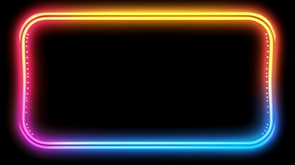 Fototapeta premium Colorful neon rectangular frame on black background