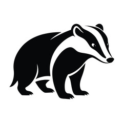 Obraz premium Black and white badger silhouette icon animal wildlife