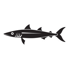 Obraz premium Black barracuda silhouette vector icon fish