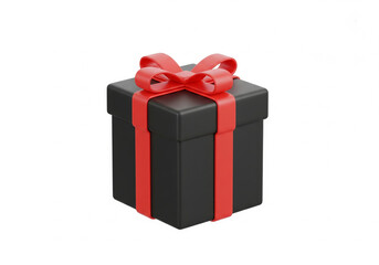 Obraz premium 3d Black Box Image, Isolated Black Box Gift Present Image, Black Gift Box with Ribbon for Black Friday Concept Image Isolated.