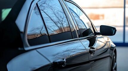 Obraz premium Professional Car Window Tint Installation with Ceramic Film for Enhanced UV Protection and Style