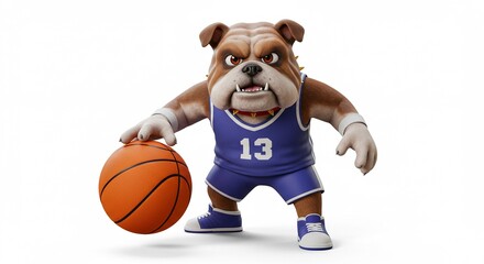 Cartoon bulldog playing basketball