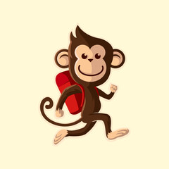 Monkey Run carrying a bag Illustration