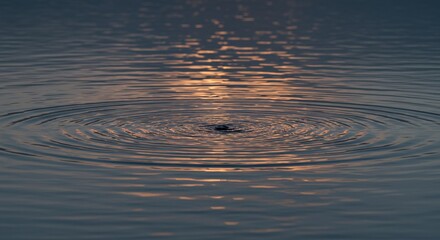 Serene Sunset Reflection on Calm Water with Gentle Ripples