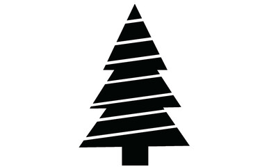 Stylized black Christmas tree with layered stripes and modern design