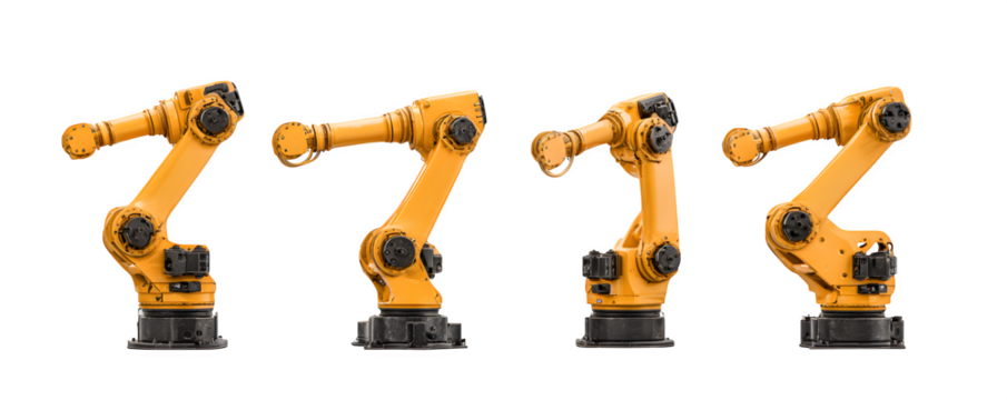 Clean Detailed Premium robotic arm machine arranged commercial stock asset, PNG cutout, ideal for advertising and web banners, content creation, mockups, royalty-free, digital downloads