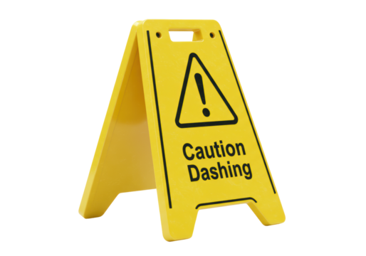 Isolated Caution Dashing Floor Sign