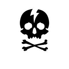 Skull and crossbones with lightning, icon or T-shirt logo design