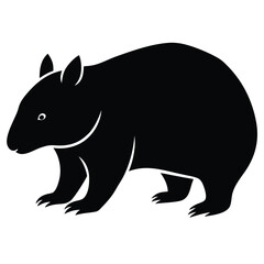 Obraz premium Black wombat silhouette simple vector icon