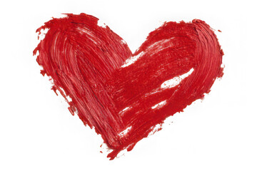 Red brush stroke heart shape isolated on transparent background