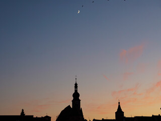 sunset in the city