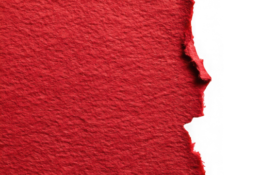 Fragment of red textured material isolated on transparent background - Powered by Adobe