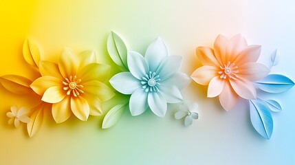 Naklejka premium Colorful paper flowers in pastel tones