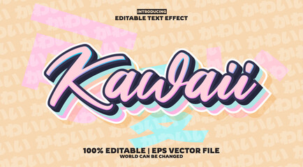 Kawaii Editable text effect in modern trend style