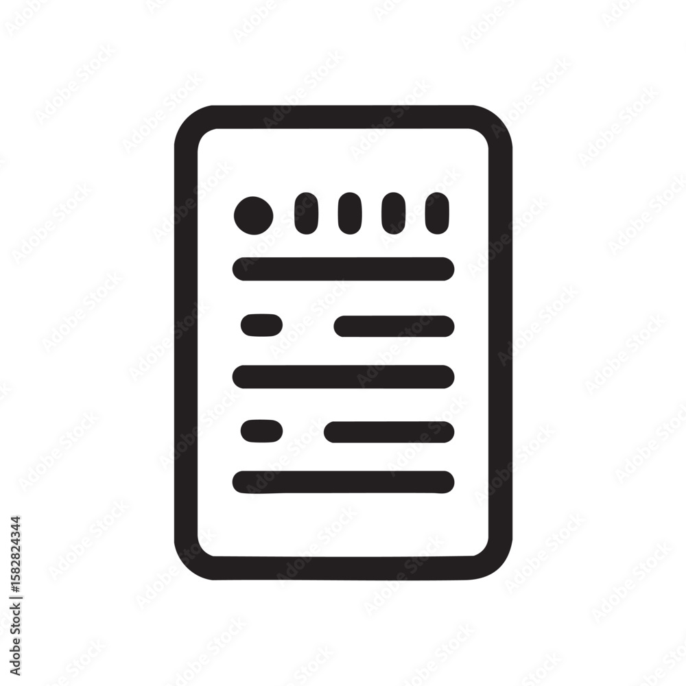 Poster a minimalist outline icon of a document with various lines.