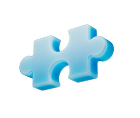 Obraz premium A smooth, glowing blue puzzle piece with a soft, futuristic and elegant appearance. 3d illustration