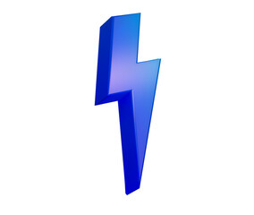 A glowing blue 3D lightning bolt icon with a sleek, modern and electrifying look. 3d illustration