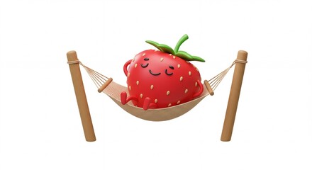 Strawberry in hammock illustration