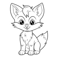 Doodle Vector Illustration of a Fox in Cartoon Style. Isolated on white background. Perfect for animal-themed design projects, stickers and coloring book.