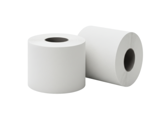 Isolated Two Rolls of White Thermal Paper