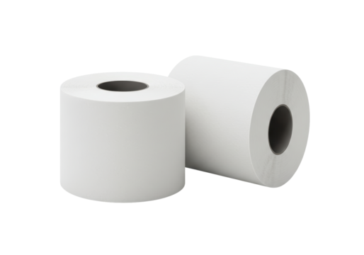 Isolated Two Rolls of White Thermal Paper