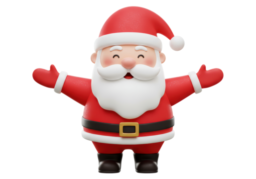 Isolated Cheerful Santa Claus Cartoon Character with Open Arms - Powered by Adobe