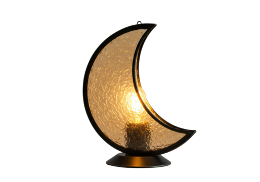 Isolated Crescent Moon Shaped Lamp with Warm Light
