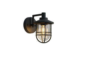 Isolated Black Metal Outdoor Wall Lamp with Clear Glass