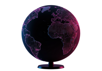 Isolated Glowing City Light Map of the World