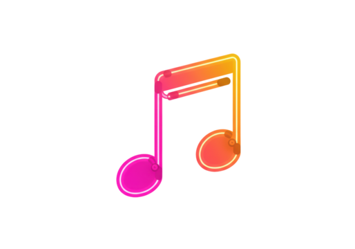Isolated Vibrant Musical Note with Neon Gradient Design