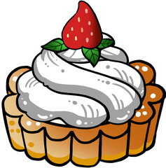 생크림 딸기 타르트 일러스트