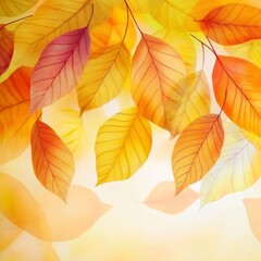 Fototapeta premium Enchanting Autumn Landscape Vibrant Golden Leaves Cascading from Trees in a Serene Forest Setting