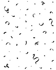 Flying Black Confetti, Serpentine Background, Flying Confetti, Retro, Monochrome, Transparent 