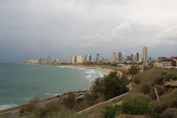 Fototapeta premium Tel Aviv Coastline and Skyline
