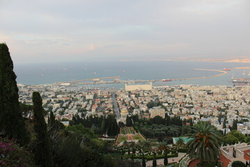 Baháʼí Gardens and Haifa Cityscape with Mediterranean Sea View