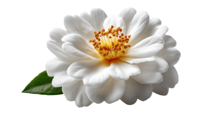 Petal Paradise: A pristine white flower, unfolds its delicate petals, with a heart of golden stamens, capturing the essence of purity and natural beauty.