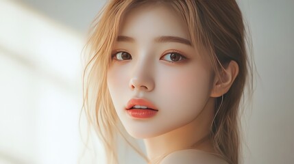 young lady with orange libs