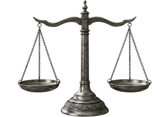 Isolated Antique Brass Weighing Scale with Chains